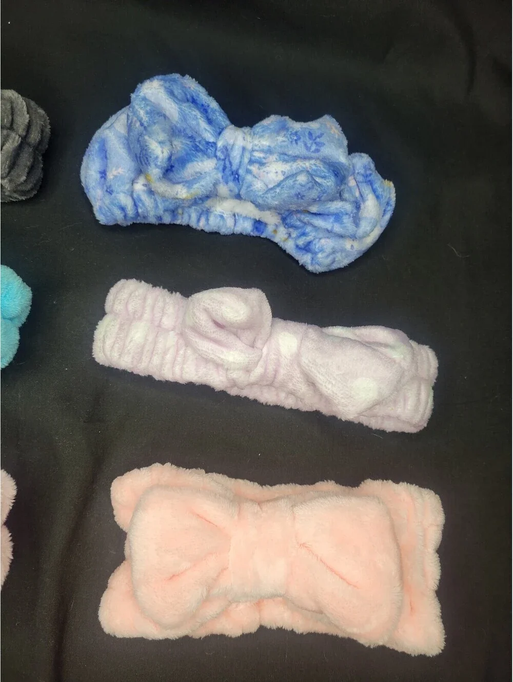 Lot of 9 Assorted Makeup Headband Soft Plush Pink Black Lavender Blue